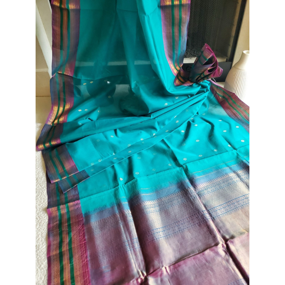 Handmade Dresses & Skirts - Women Pure Sico Gadwal Saree Handloom Festive Ethnic Royal Designer
